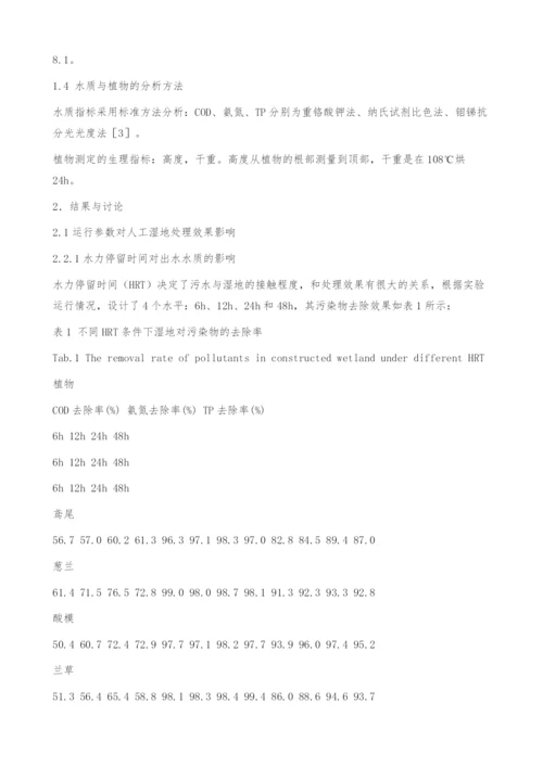 垂直流人工湿地处理生活污水影响因素分析.docx