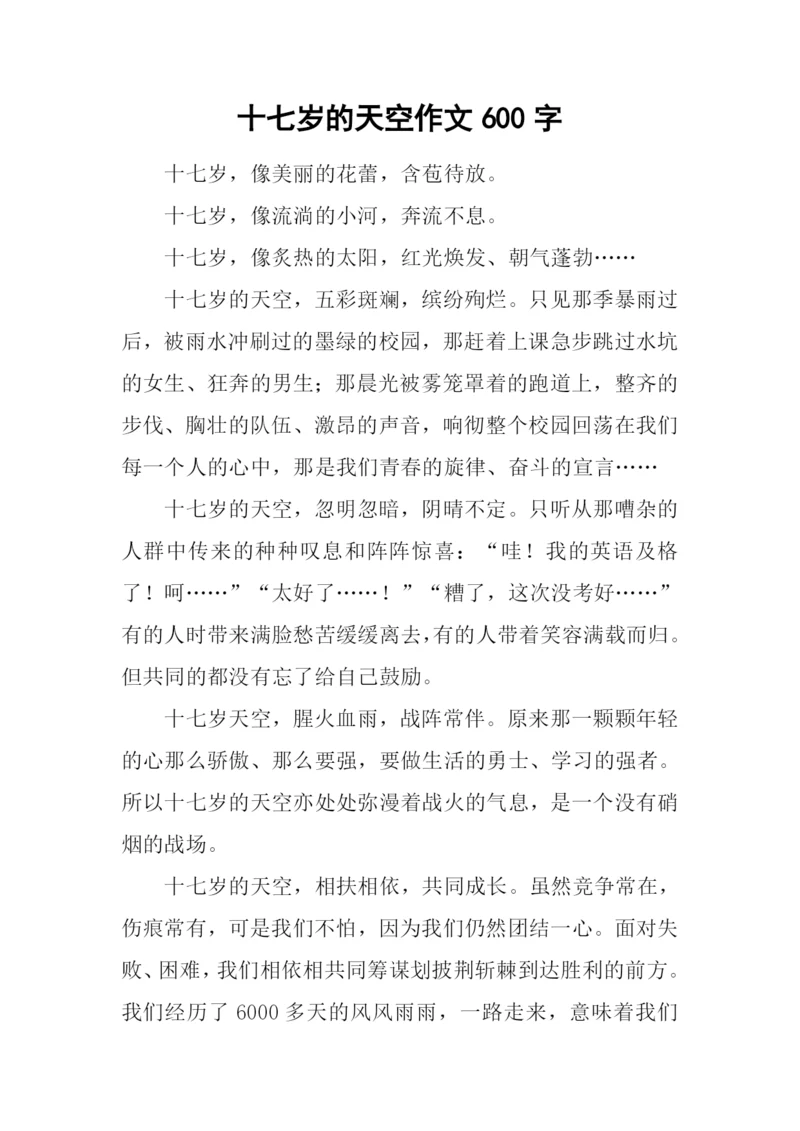 十七岁的天空作文600字.docx