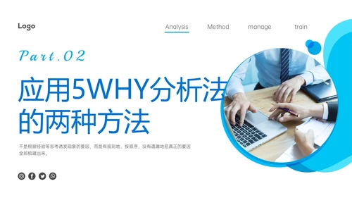 蓝色商务风简约实拍5why分析法培训ppt