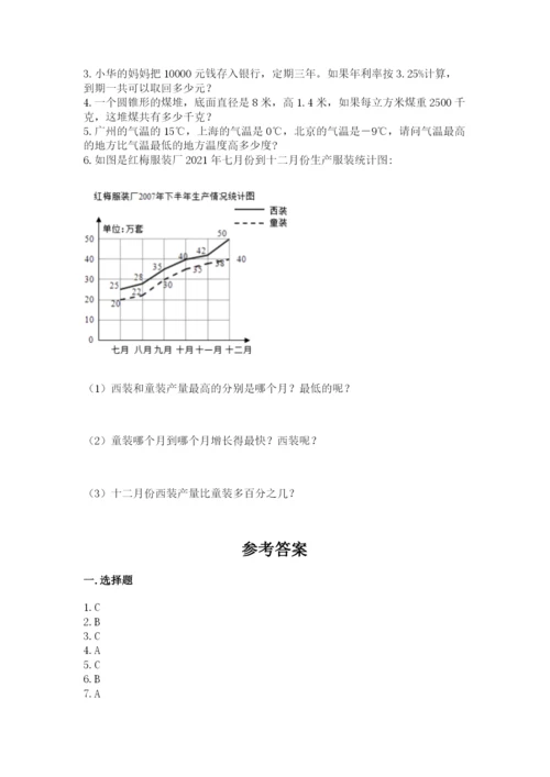 沪教版小学六年级下册数学期末综合素养测试卷及精品答案.docx