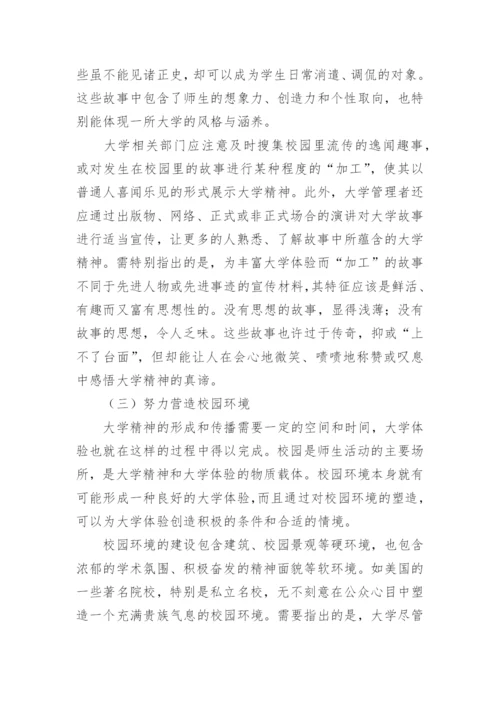 大学体验实践大学精神的新视角的论文.docx