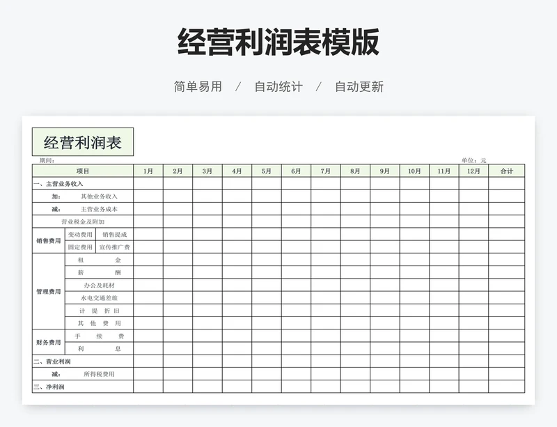 经营利润表模版