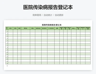 医院传染病报告登记本