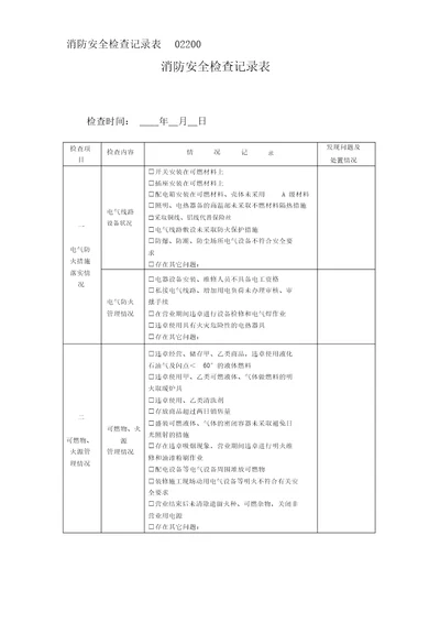 消防安全检查记录表