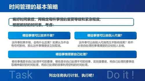 蓝色简约时间管理与提升工作效率商务通用PPT模板