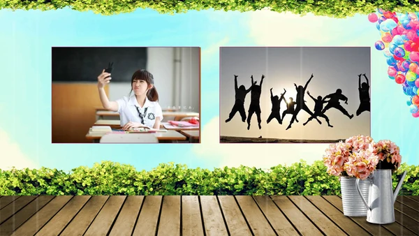 致青春热气球电子相册通用PPT模板