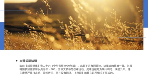 七年级语文上册第六单元课外古诗词 秋词（其一）课件(共19张PPT)
