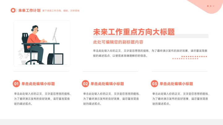 橙色插画风工作总结汇报PPT模板