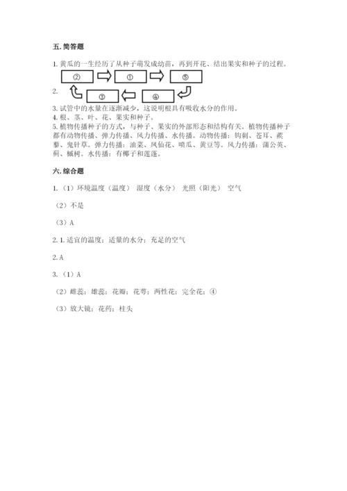 教科版科学四年级下册第一单元《植物的生长变化》测试卷附答案（精练）.docx