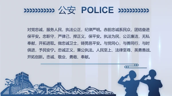 蓝色公安警察派出所年年终总结演讲PPT