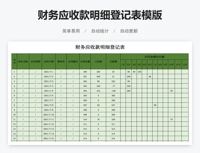 财务应收款明细登记表模版