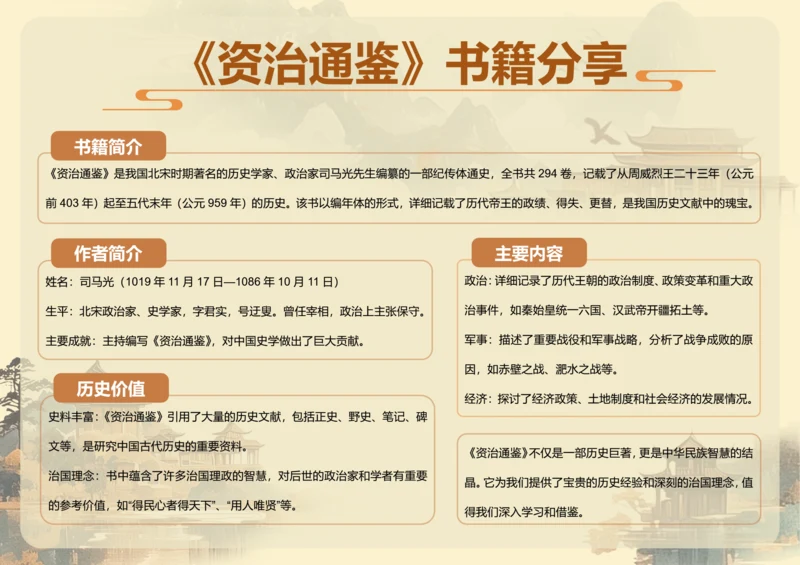 中国风资治通鉴读书手抄报