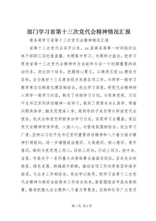部门学习省第十三次党代会精神情况汇报.docx