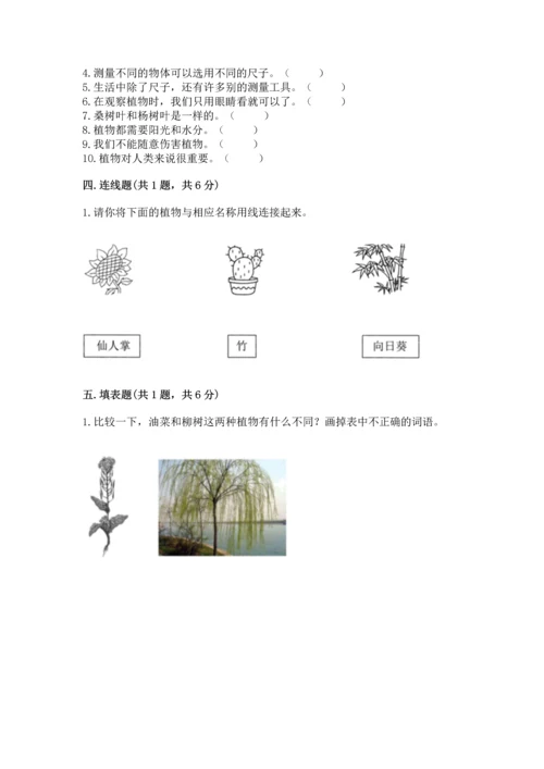 教科版小学一年级上册科学期末测试卷含答案.docx