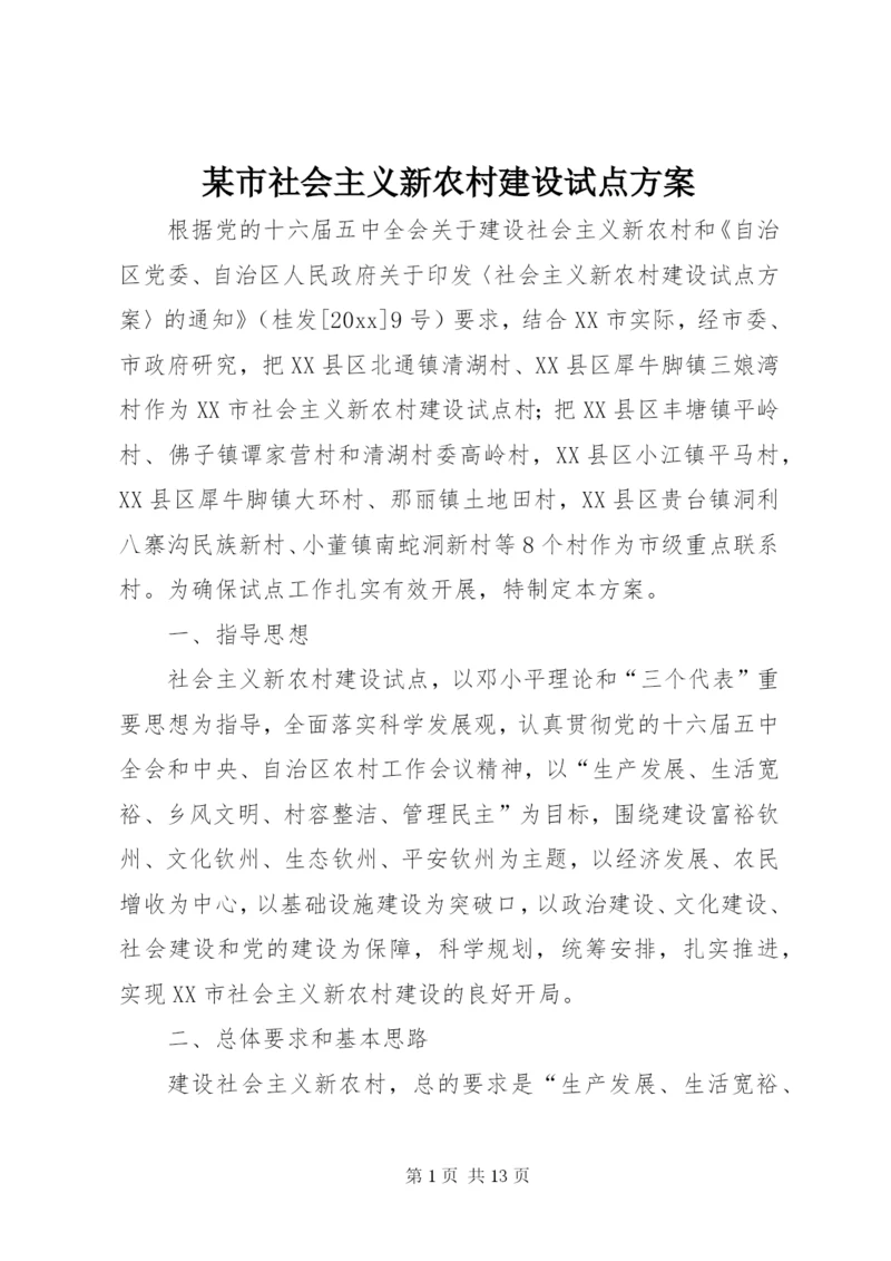 某市社会主义新农村建设试点方案.docx