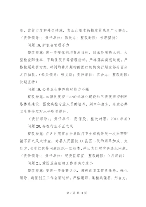 县卫计局党的群众路线教育实践活动整改方案.docx