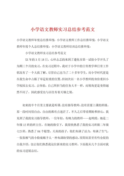 小学语文教师实习总结参考范文