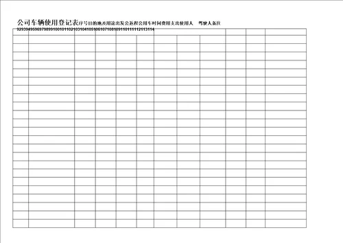 公司车辆使用登记表格