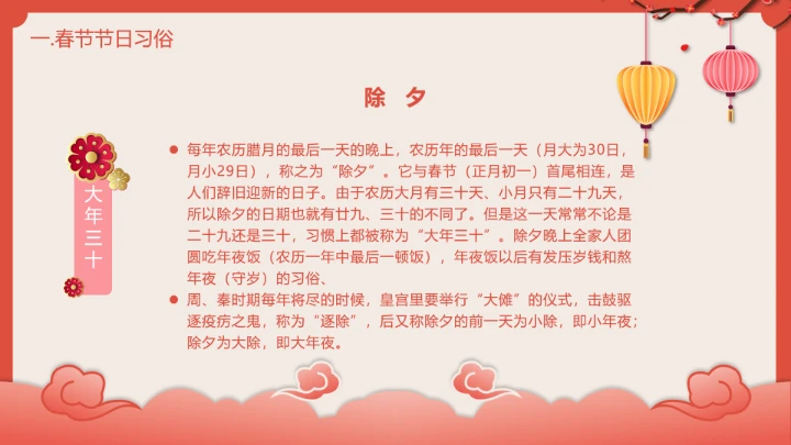 喜庆中国风春节介绍春节习俗简介PPT模板