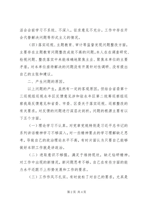 巡察整改专题民主生活会发言提纲.docx