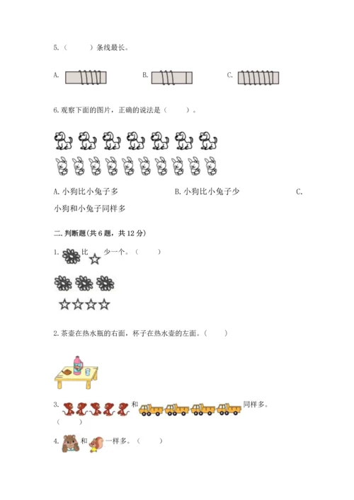 小学一年级上册数学期中测试卷（考点精练）.docx