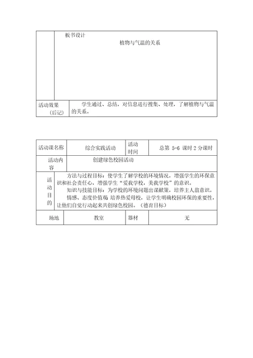 六上综合实践活动教案