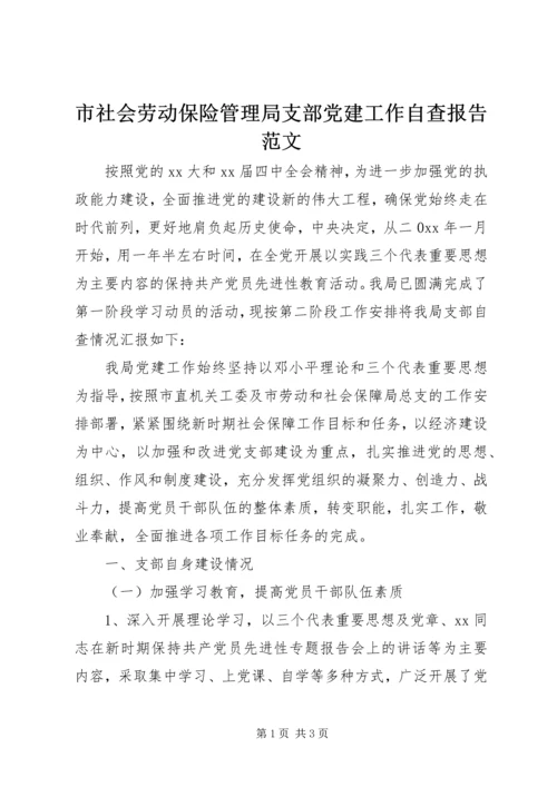 市社会劳动保险管理局支部党建工作自查报告范文.docx