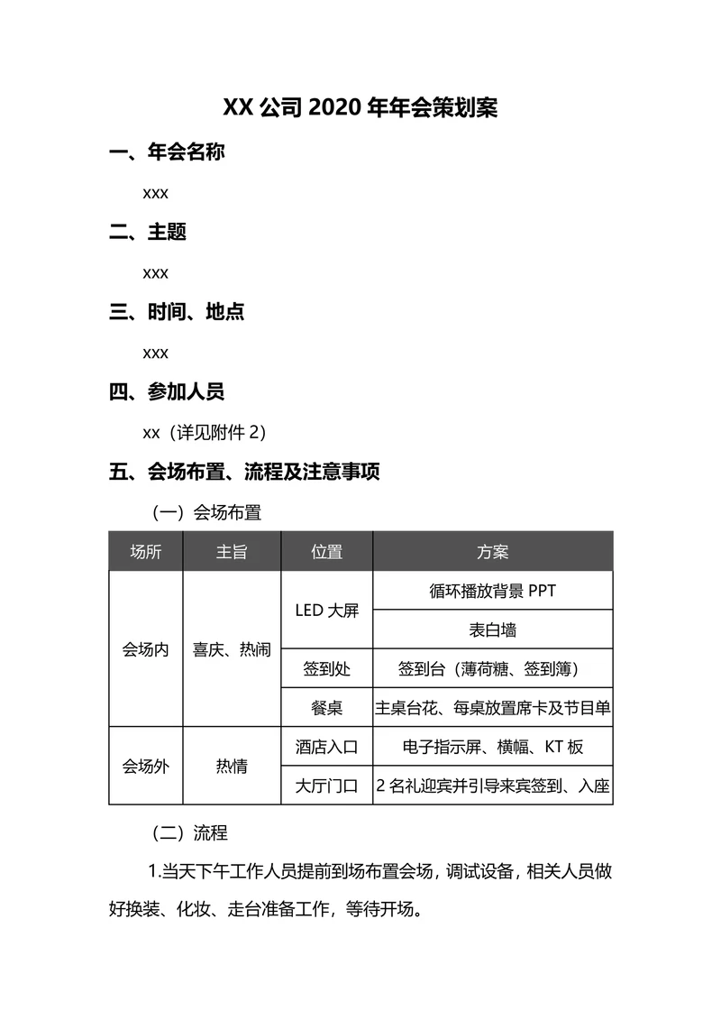 XX公司20XX年年会策划案