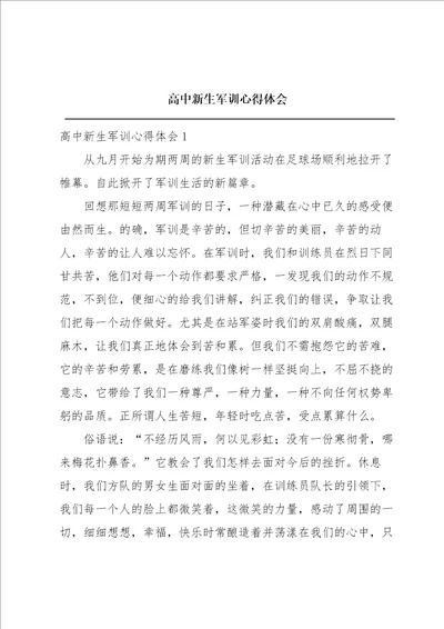 高中新生军训心得体会