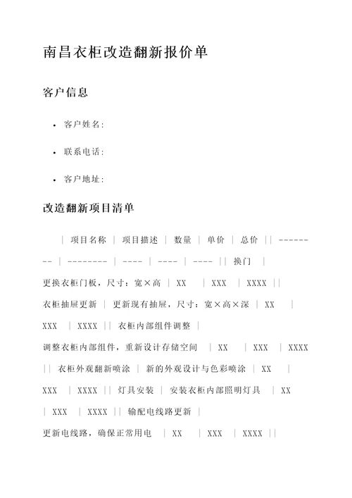 南昌衣柜改造翻新报价单