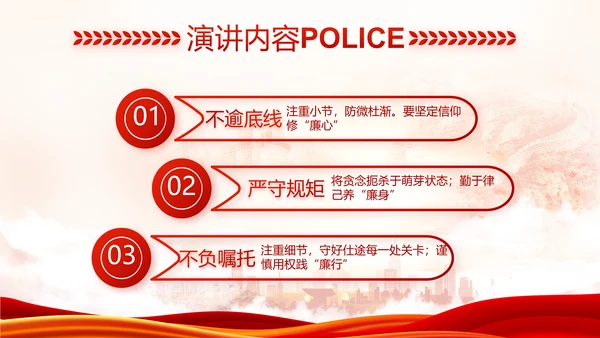 红色大气公安民警述职报告动态PPT模板