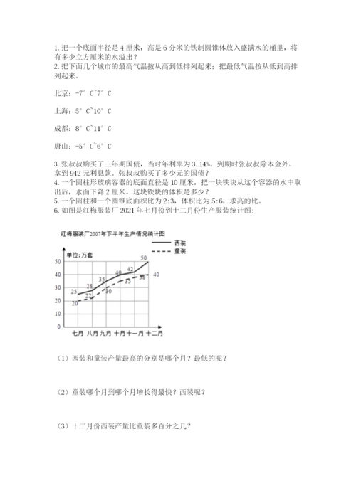 人教版数学六年级下册试题期末模拟检测卷及完整答案【典优】.docx