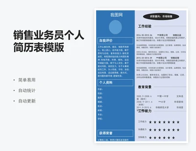销售业务员个人简历表模版