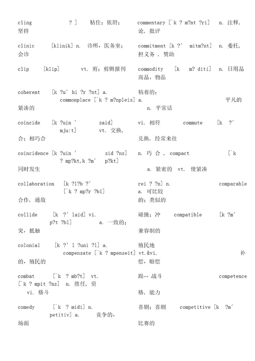 月英语六级高频核心词汇表