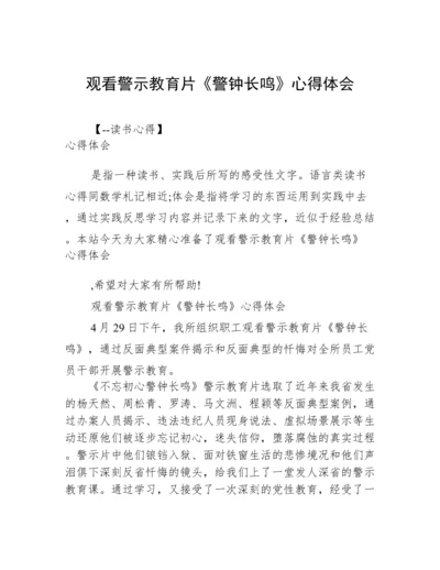 观看警示教育片《警钟长鸣》心得体会.docx