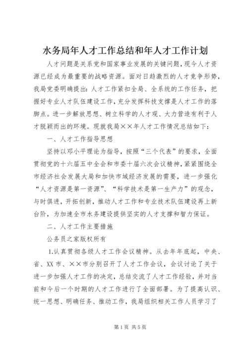 水务局年人才工作总结和年人才工作计划_1.docx