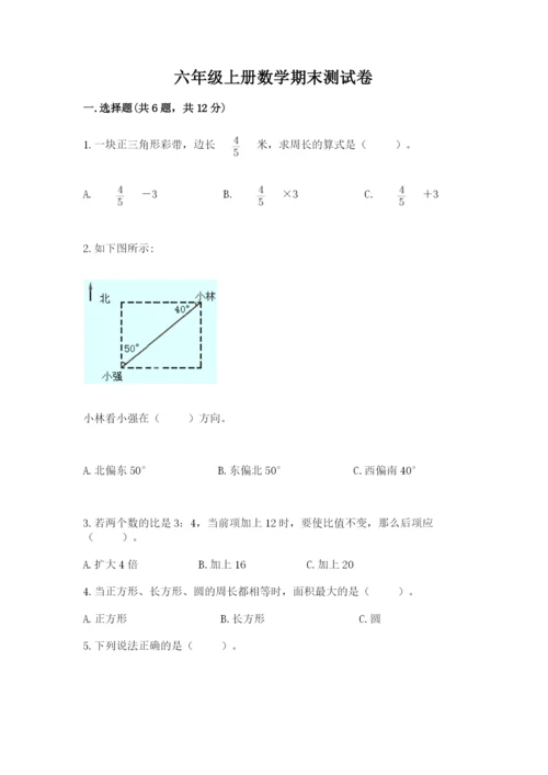 六年级上册数学期末测试卷含完整答案【典优】.docx