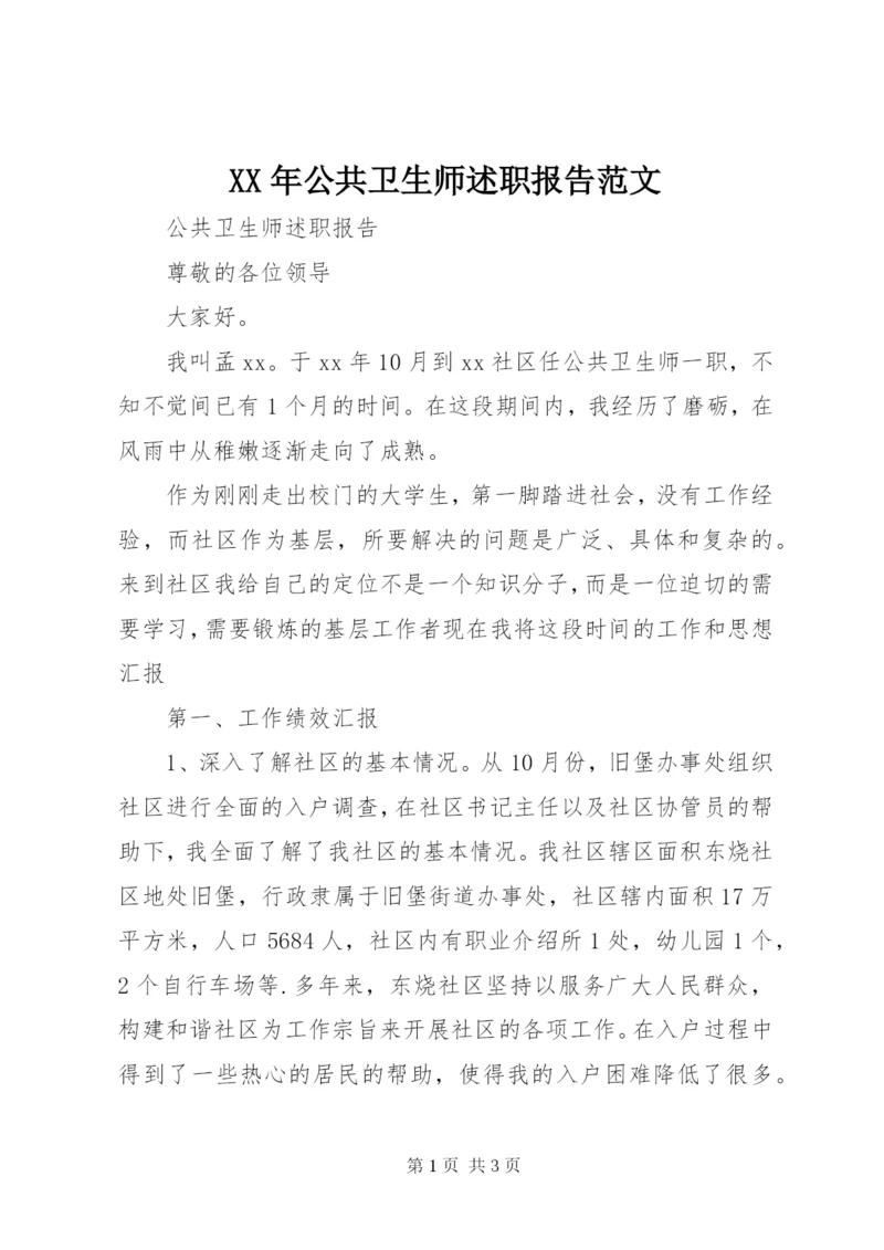 某年公共卫生师述职报告范文.docx