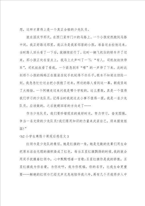 小学生寒假十课观后感范文3篇 小学生寒假十课观后感101