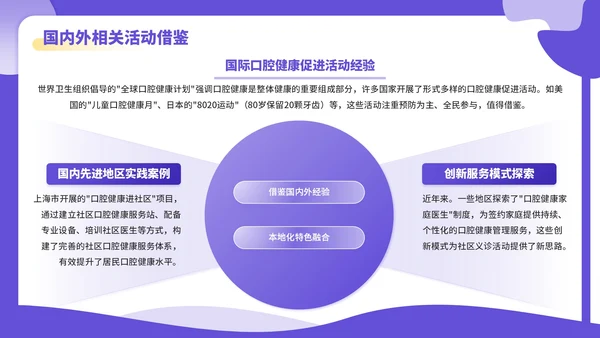 紫色3D立体风全民爱牙日社区义诊活动PPT模板