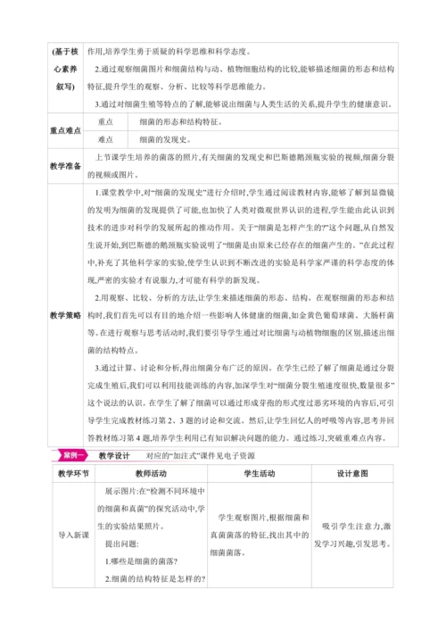 5.4.2细菌【2024秋人教八上生物精彩课堂（素材+教案+导学案）】