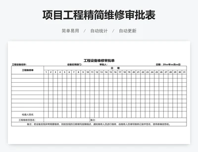 项目工程精简维修审批表