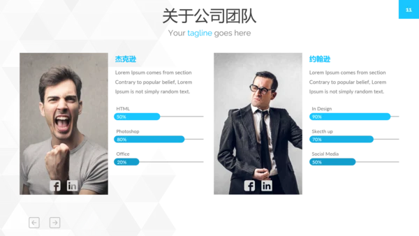 简洁蓝色创意设计公司简介商务PPT模板
