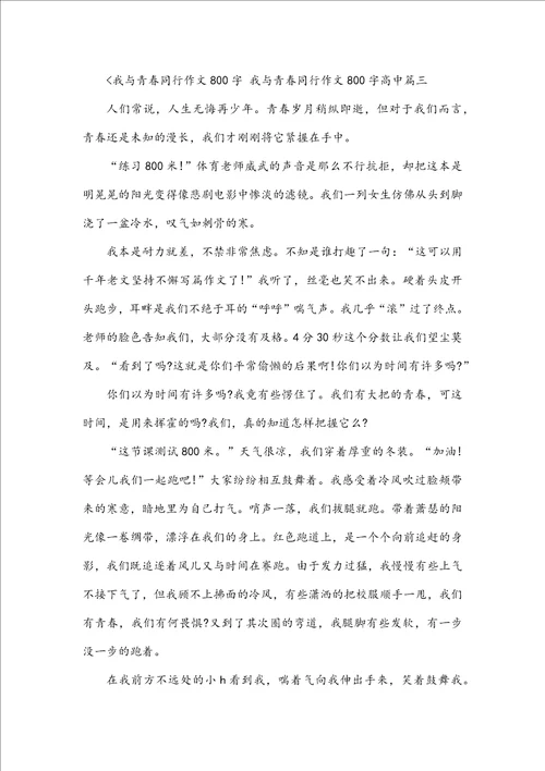 我与青春同行作文800字我与青春同行作文800字高中3篇