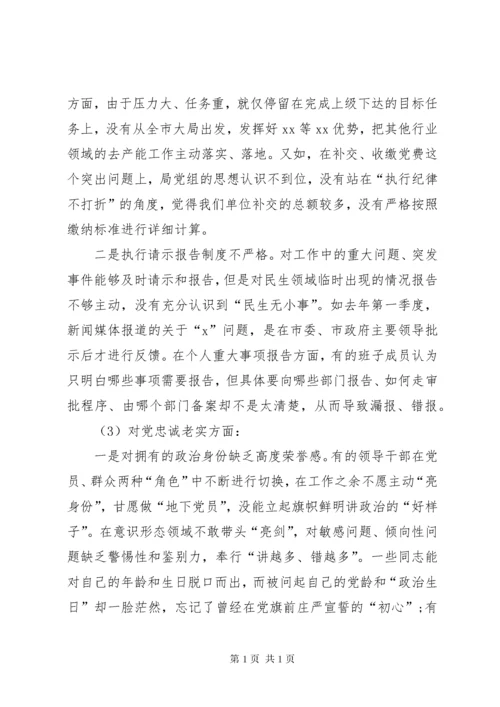 民主生活会查摆问题汇总_1.docx