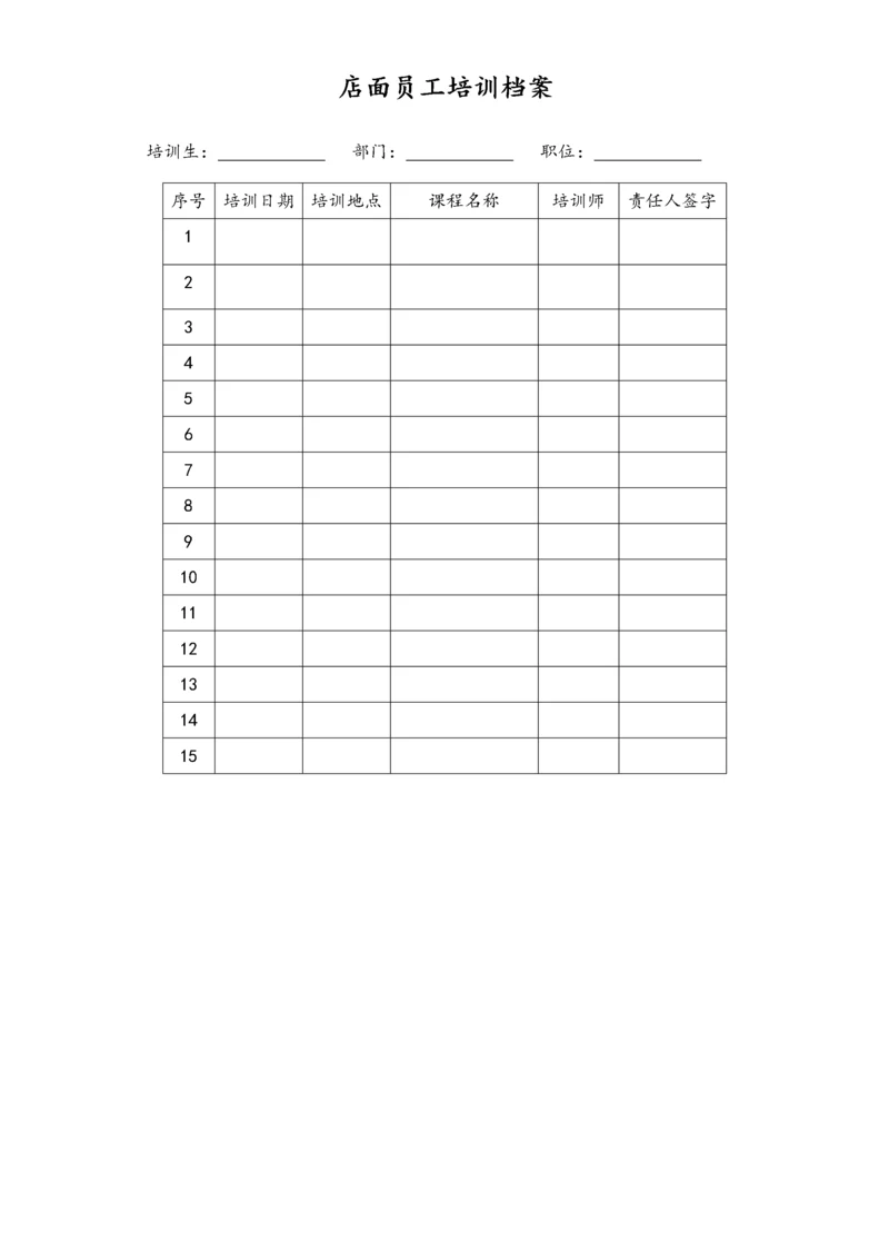 7.4.1店面员工培训档案.docx