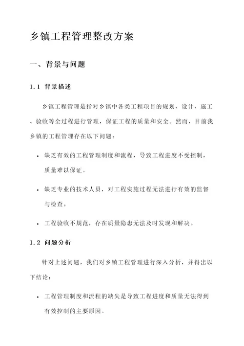 乡镇工程管理整改方案