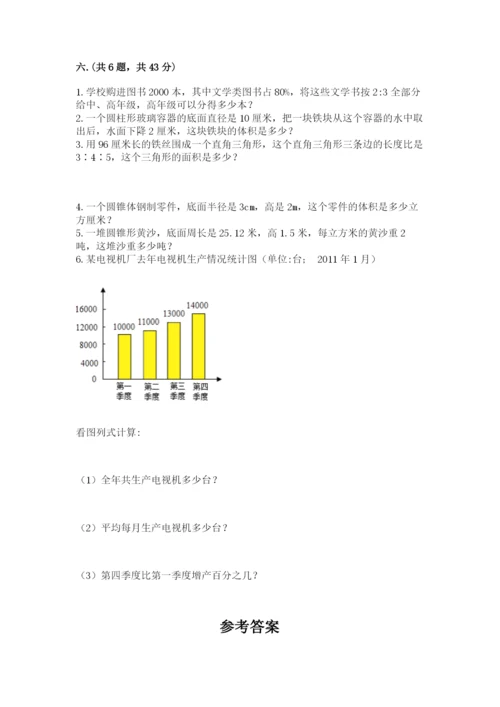 小学六年级数学期末自测题含答案【达标题】.docx