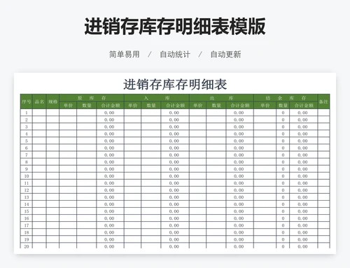 进销存库存明细表模版