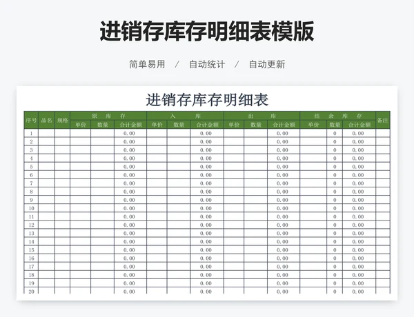 进销存库存明细表模版